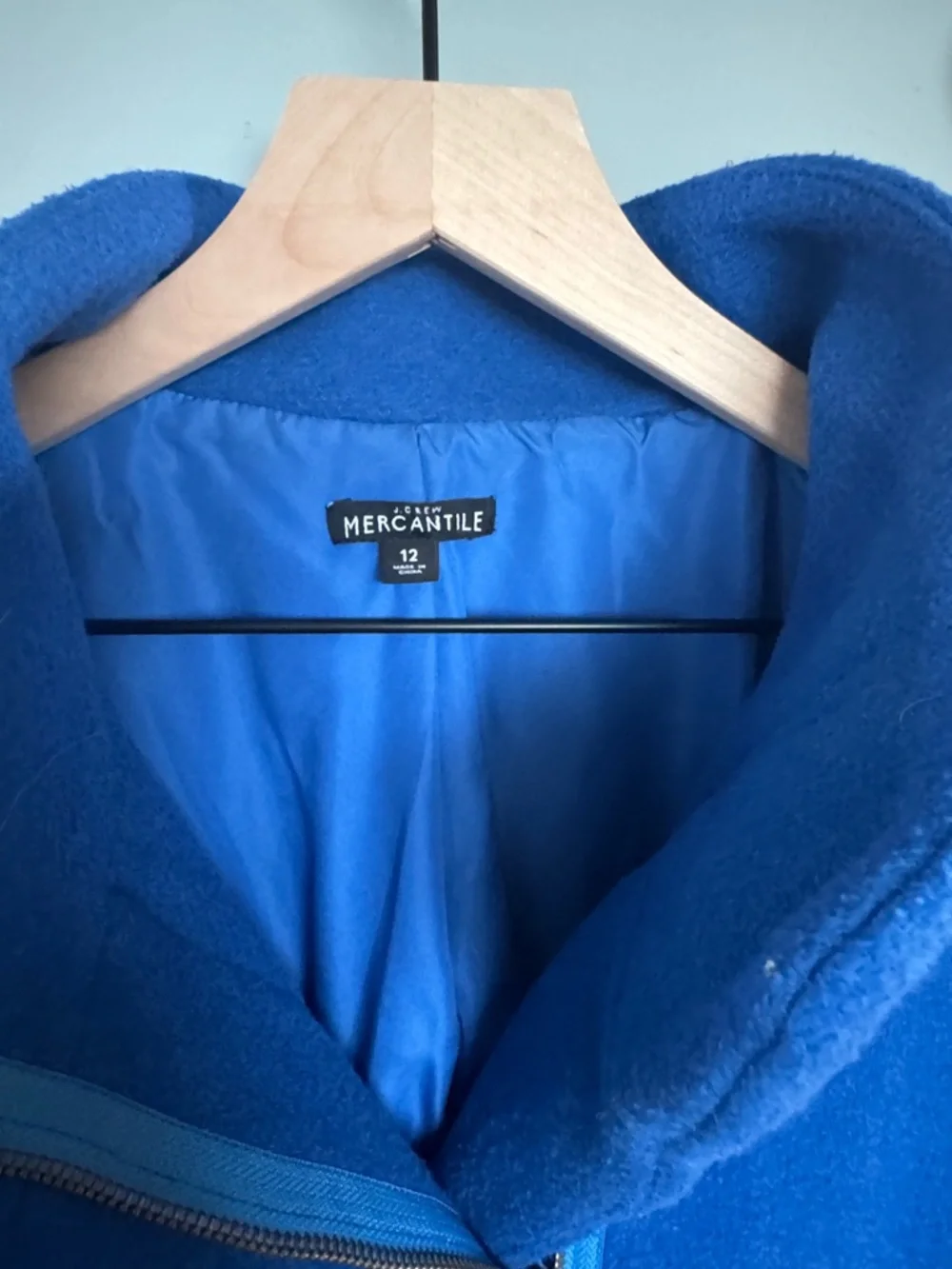 J.Crew Mercantile Blue Women's Wool-Blend Stand Collar Coat - Picture 2 of 3